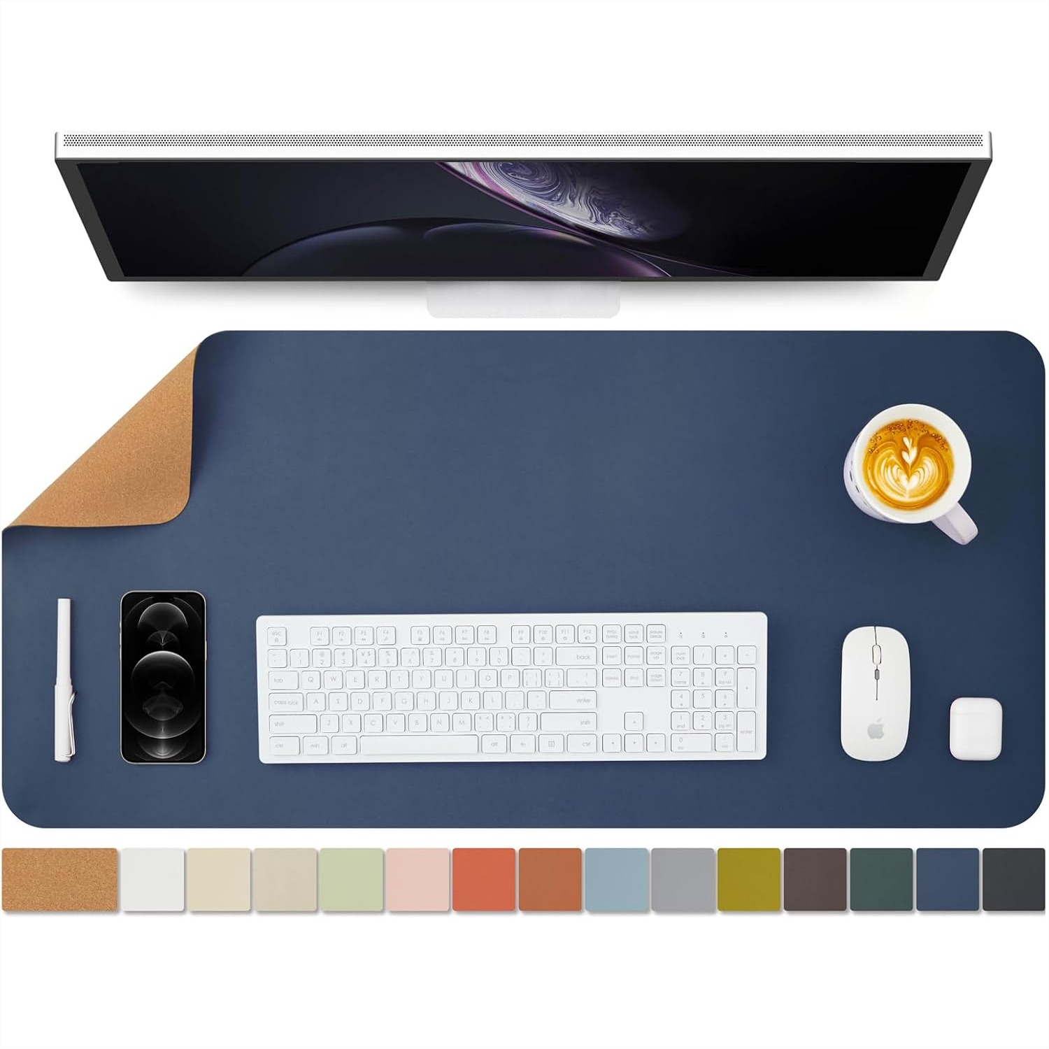 Desk Pad Leather Large - سجادة مكتب من الفلين مزدوجة الجوانب