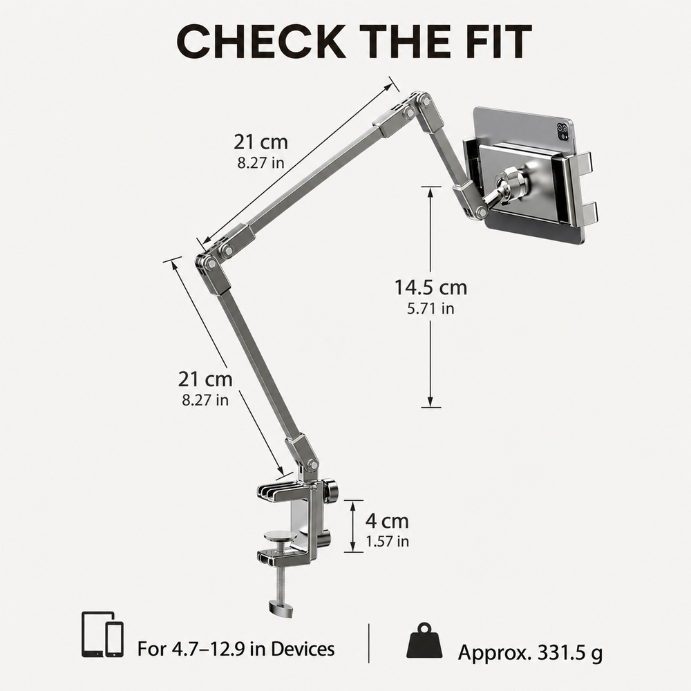 حامل هاتف قابل للتعديل للسرير، - مراجعة Desk Setup Stand وسعره