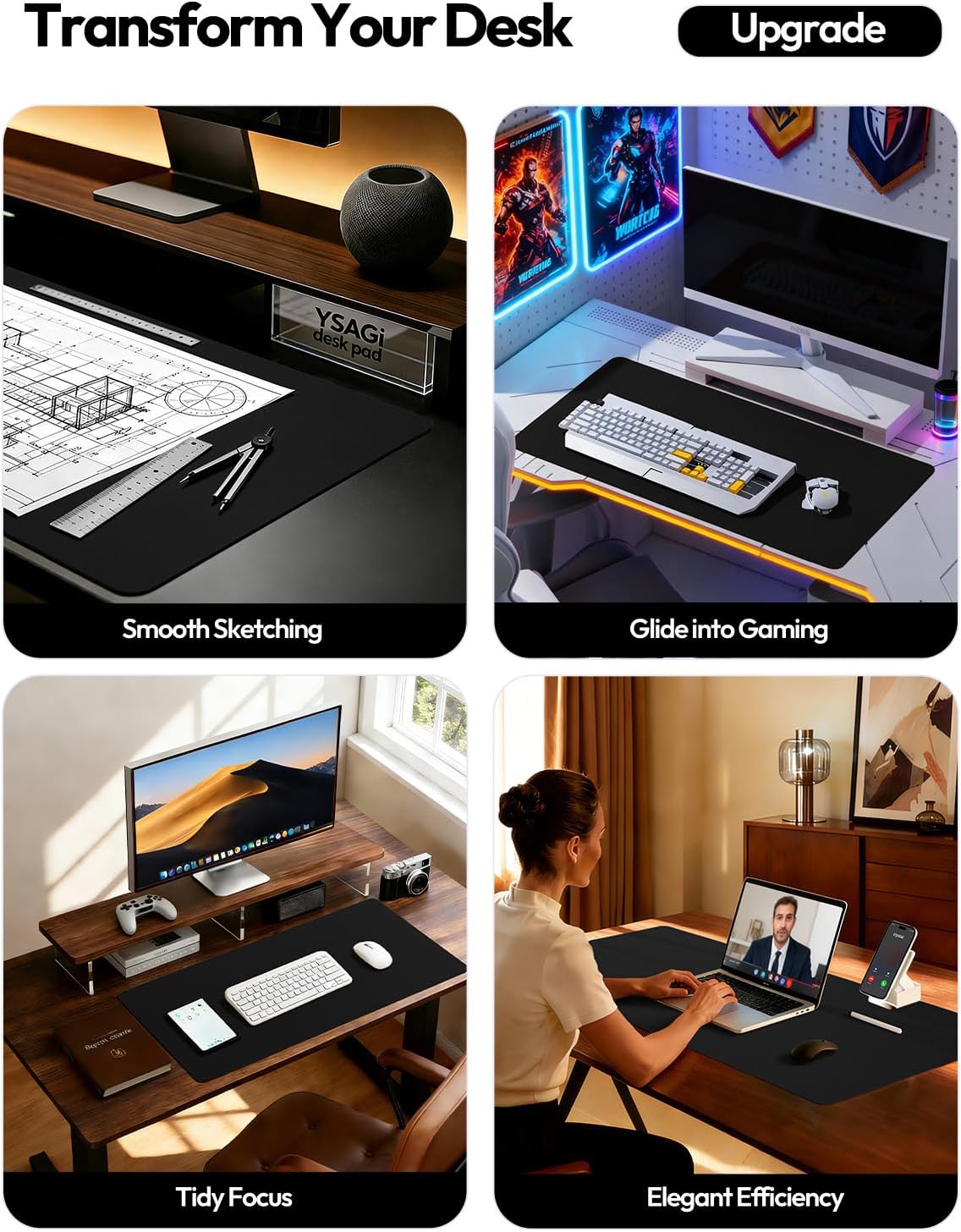 واقي مكتب كبير من الجلد الصناع - مراجعة Desk Pad Leather Large وسعره