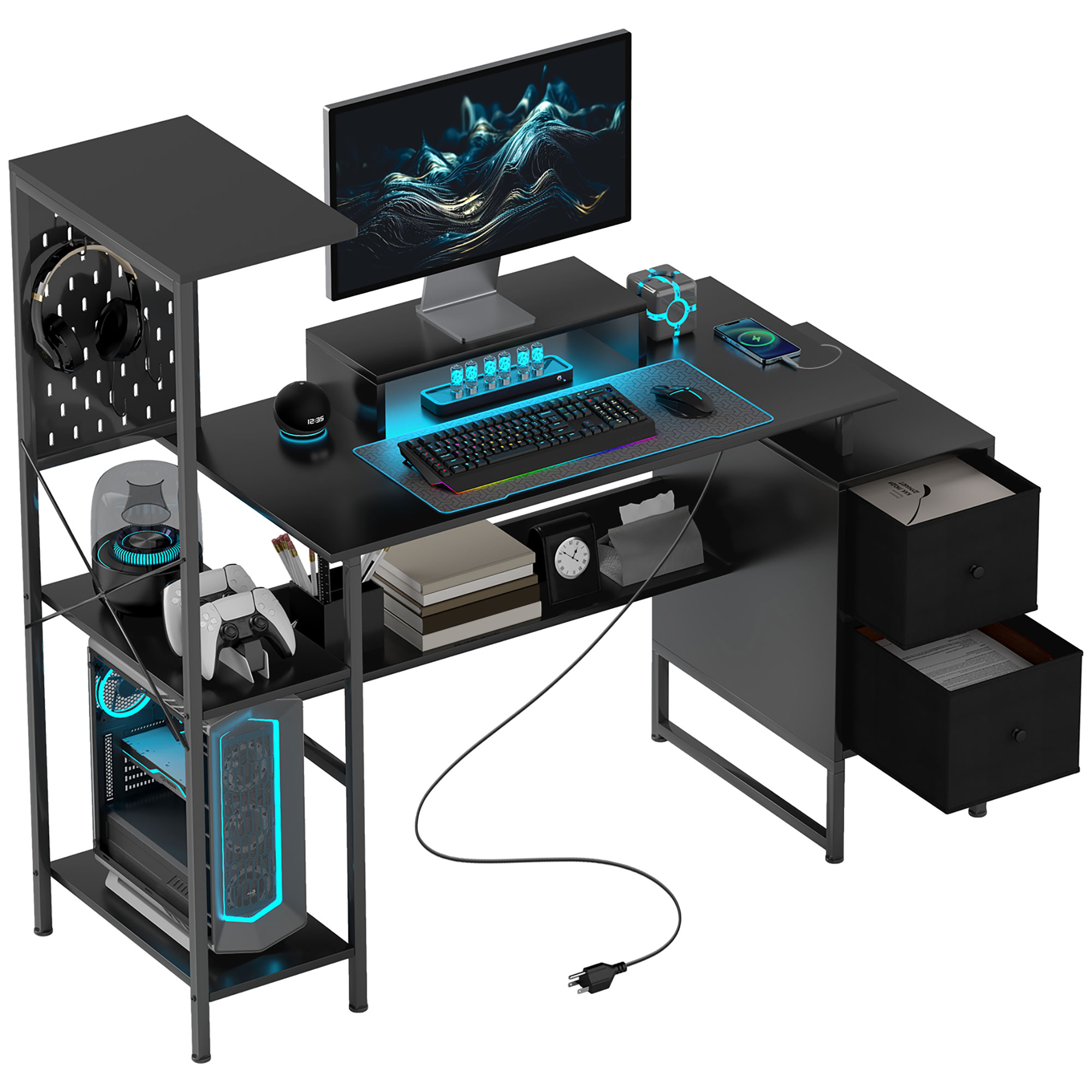 مكتب ألعاب هومكوم 56 بوصة مع م - مراجعة Desk Setup Black وسعره