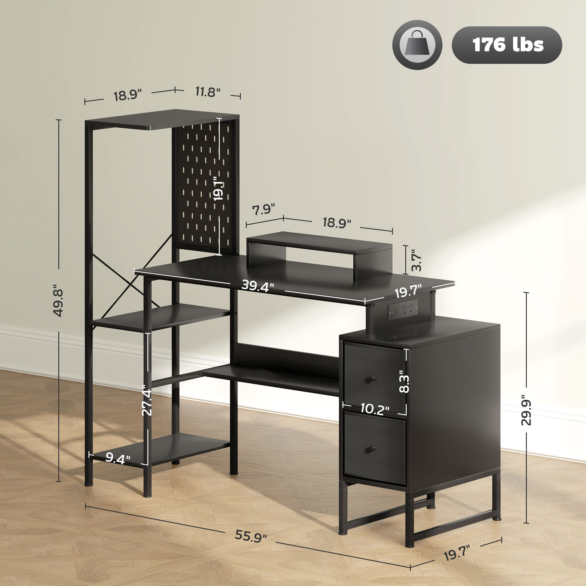 مكتب ألعاب هومكوم 56 بوصة مع م - مراجعة Desk Setup Black وسعره