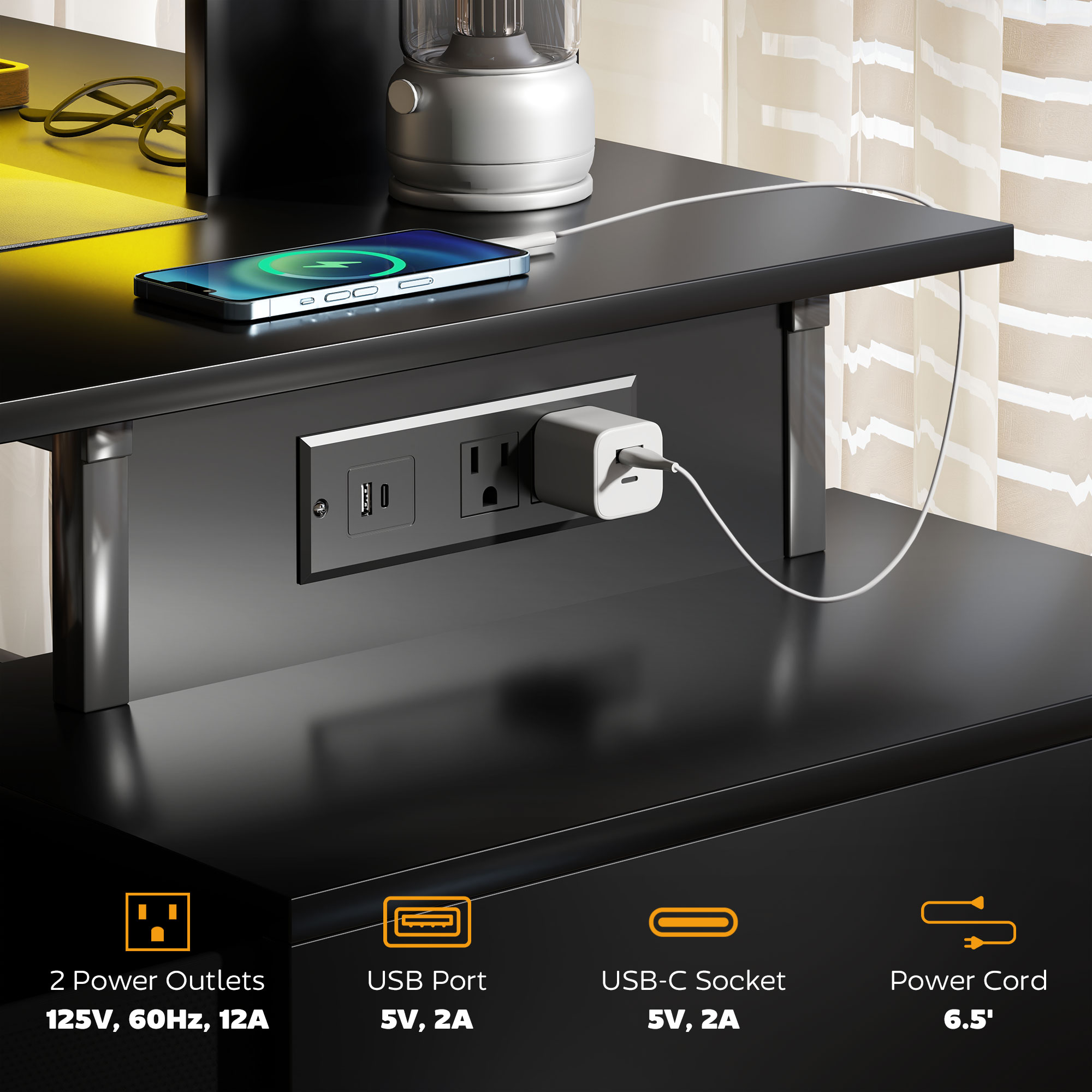 مكتب ألعاب هومكوم 56 بوصة مع م - مراجعة Desk Setup Black وسعره