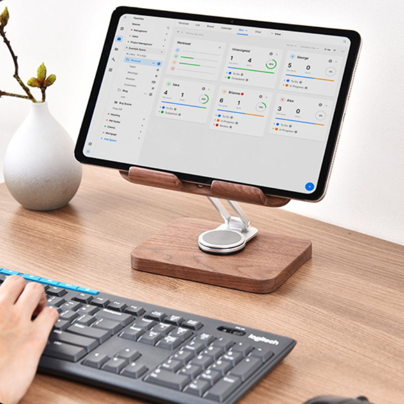 حامل آيباد من خشب الجوز الأسود - مراجعة Desk Setup With Ipad وسعره