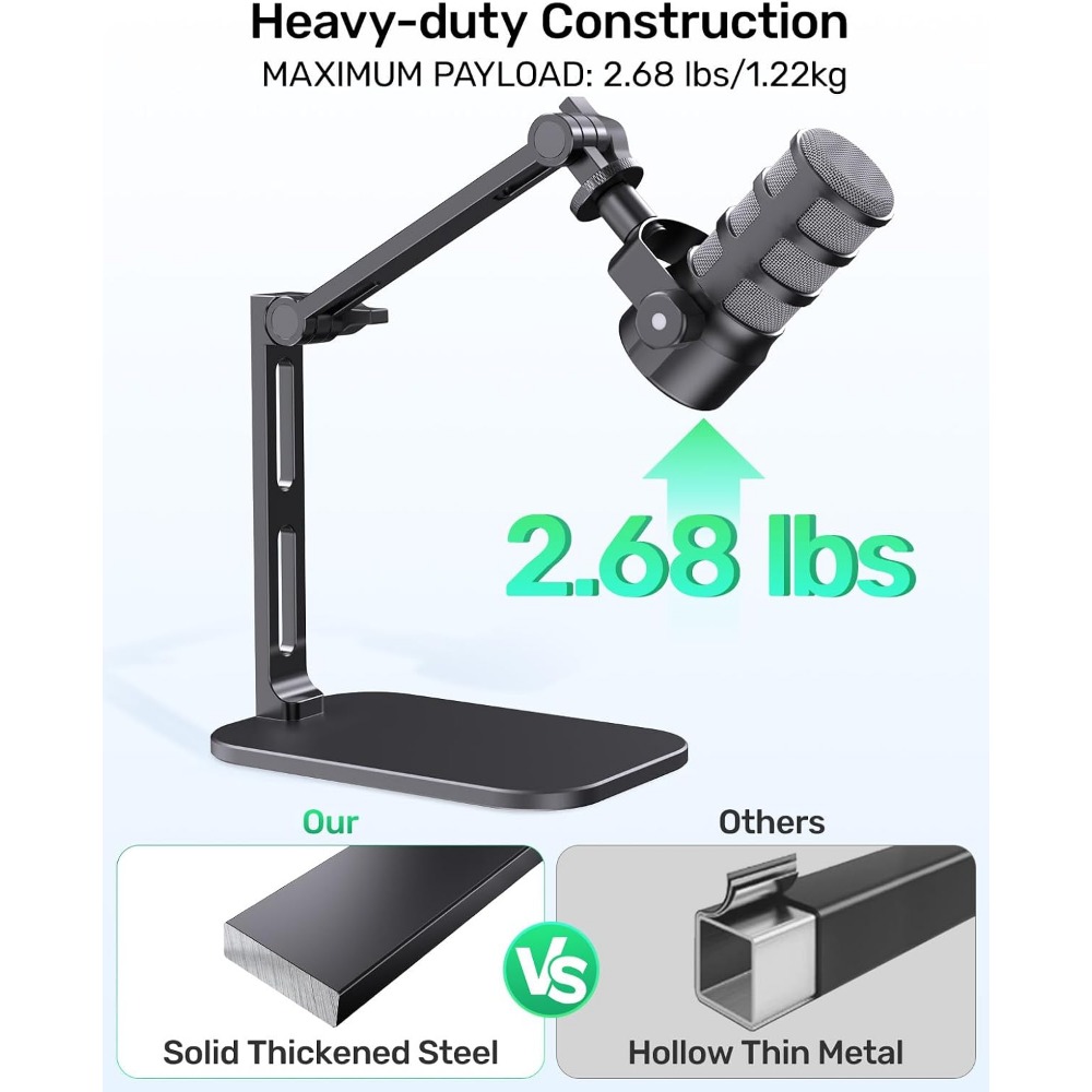 حامل ميكروفون مكتبي متين، يتحم - مراجعة Desk Setup Stand وسعره