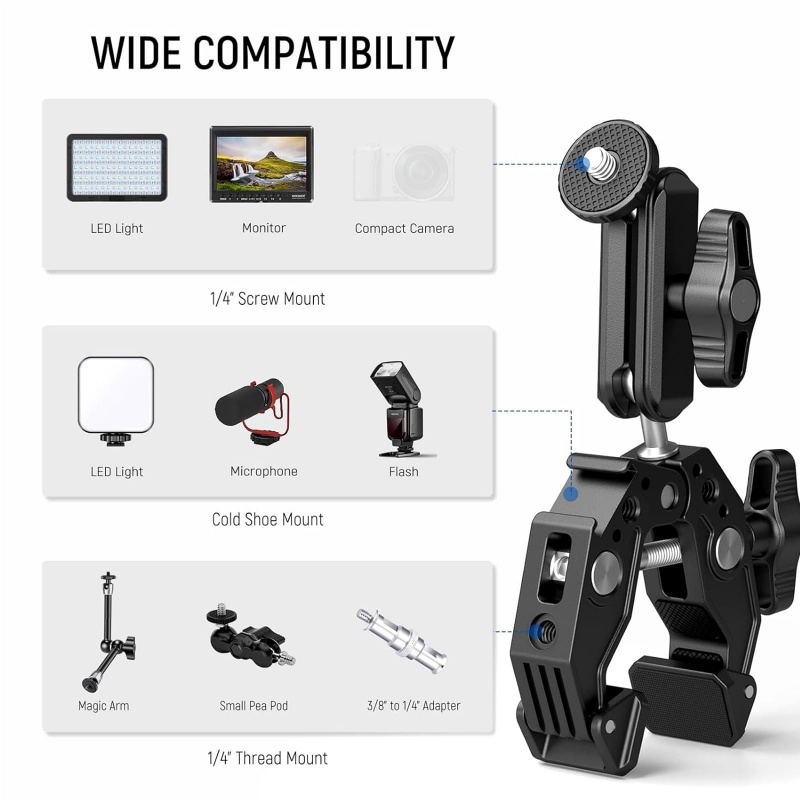 مشبك ألومنيوم عالمي فائق التحم - مراجعة Monitor Arm Clamp وسعره